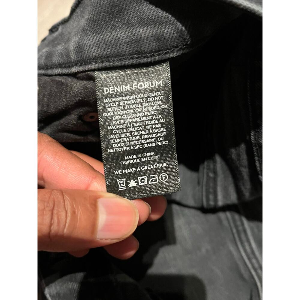 Denim Forum - Arlo High Rise Straight Cropped Raw Hem /Black / 25 - Picture 7 of 8